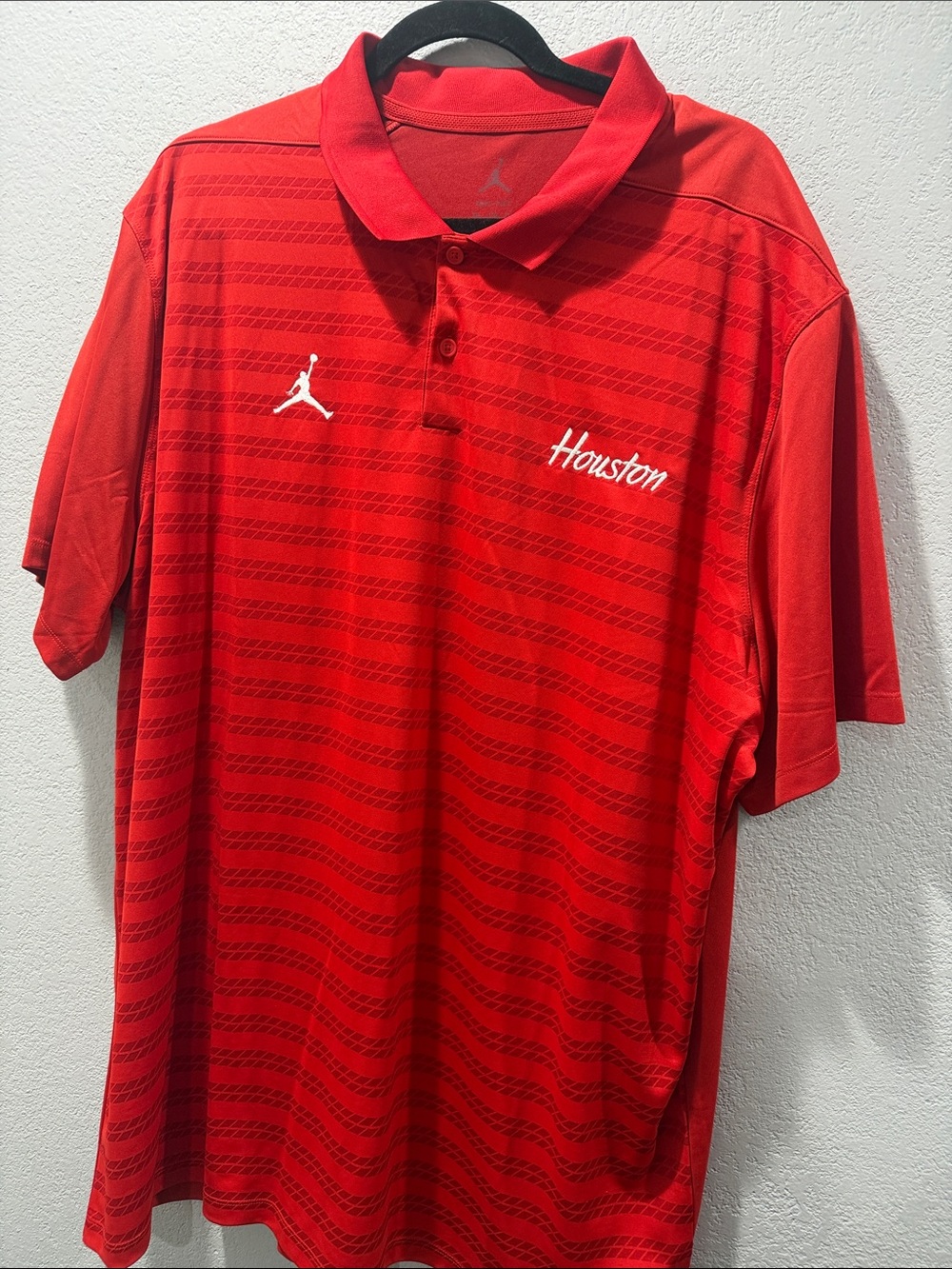 Jordan Red Houston Polo Shirt with Embroidered Logos